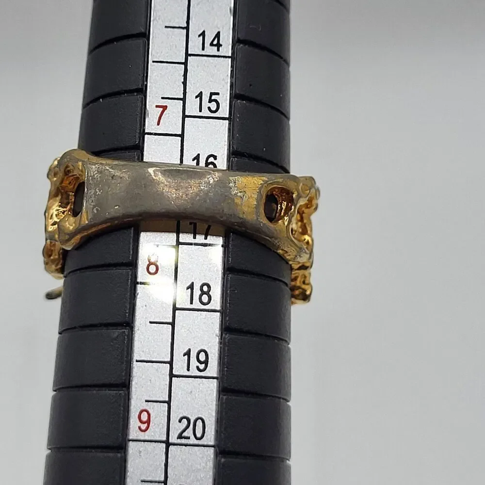 18K HGE Gold Modernist Brutalist Ring Coral Reef Texture Size 8
